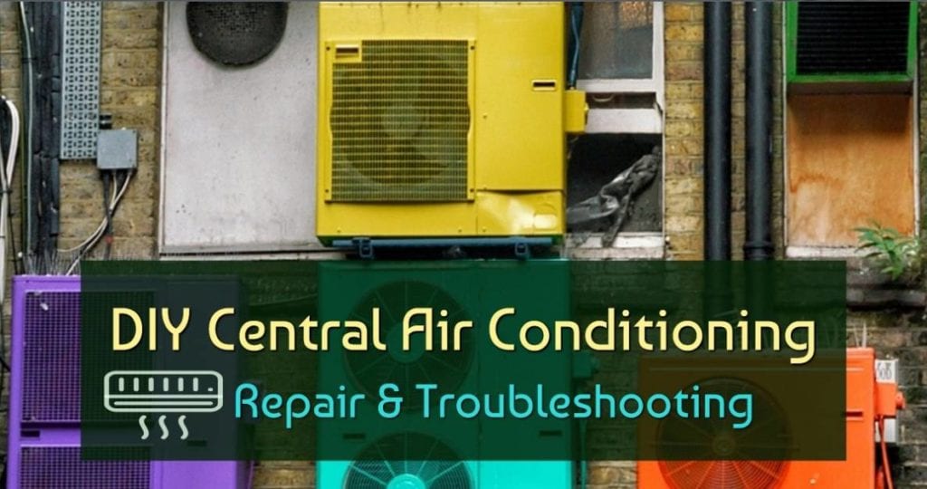 Featured image of the blog title "DIY Central Air Conditioning Repair & Troubleshooting" with a background of colorful Central Air Condition