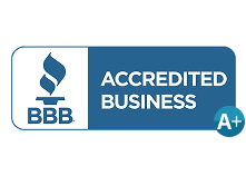 BBB Accredited Business logo on a blue background, showing an "A+" rating—reflecting our trusted, 24/7 honest HVAC service.