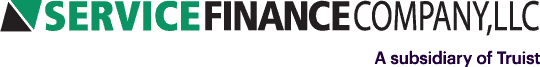 Logo for Service Finance Company, LLC, a subsidiary of Truist. The design displays a green triangle alongside text in green, black, and purple—echoing the dedication to reliable financial solutions that support All Hours Air’s promise of fast response times, 24/7 service availability, honest pricing, and dependable heating and cooling expertise.